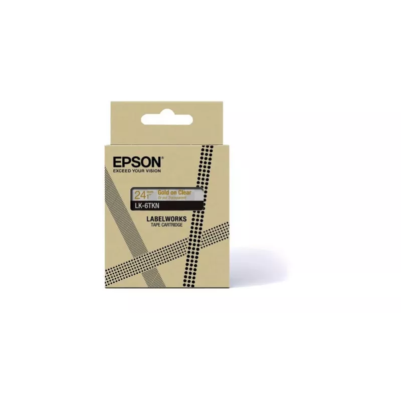 Etikečių juostelė Epson LK-6TKN auksinė permatoma 2,4 cm terminio perkėlimo