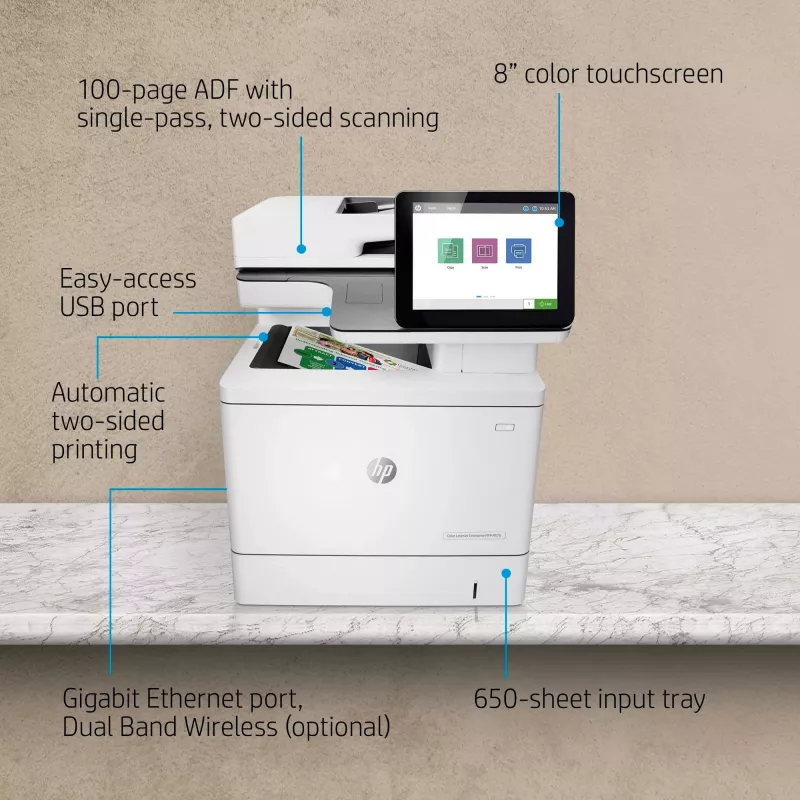 HP Color LaserJet Enterprise MFP M578dn, lazerinis, spalvotas spausdinimas, 1200 x 1200 DPI, A4, tiesioginis spausdinimas, balta