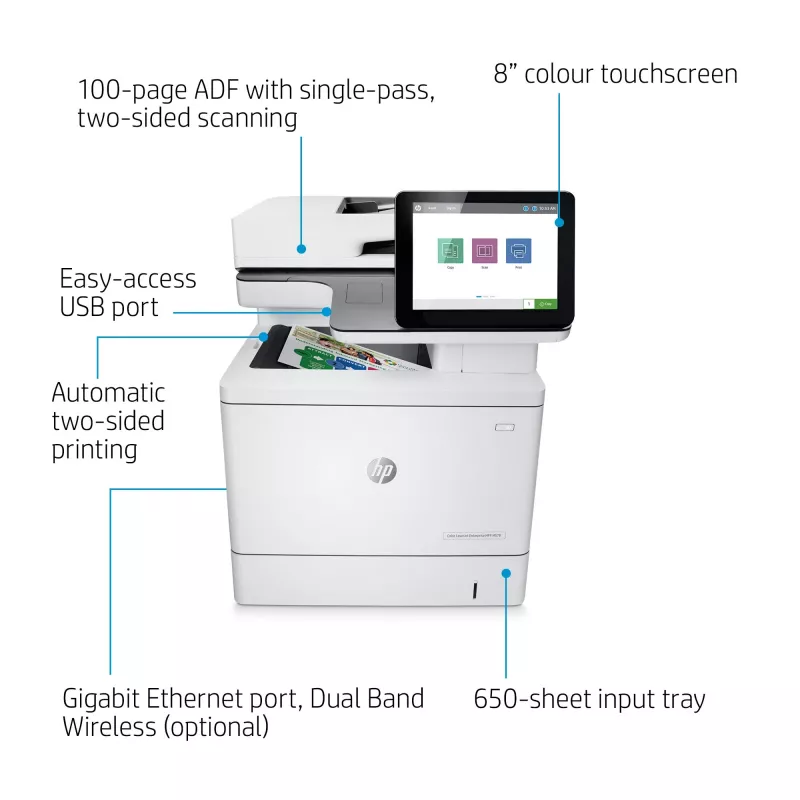 HP Color LaserJet Enterprise MFP M578dn, lazerinis, spalvotas spausdinimas, 1200 x 1200 DPI, A4, tiesioginis spausdinimas, balta