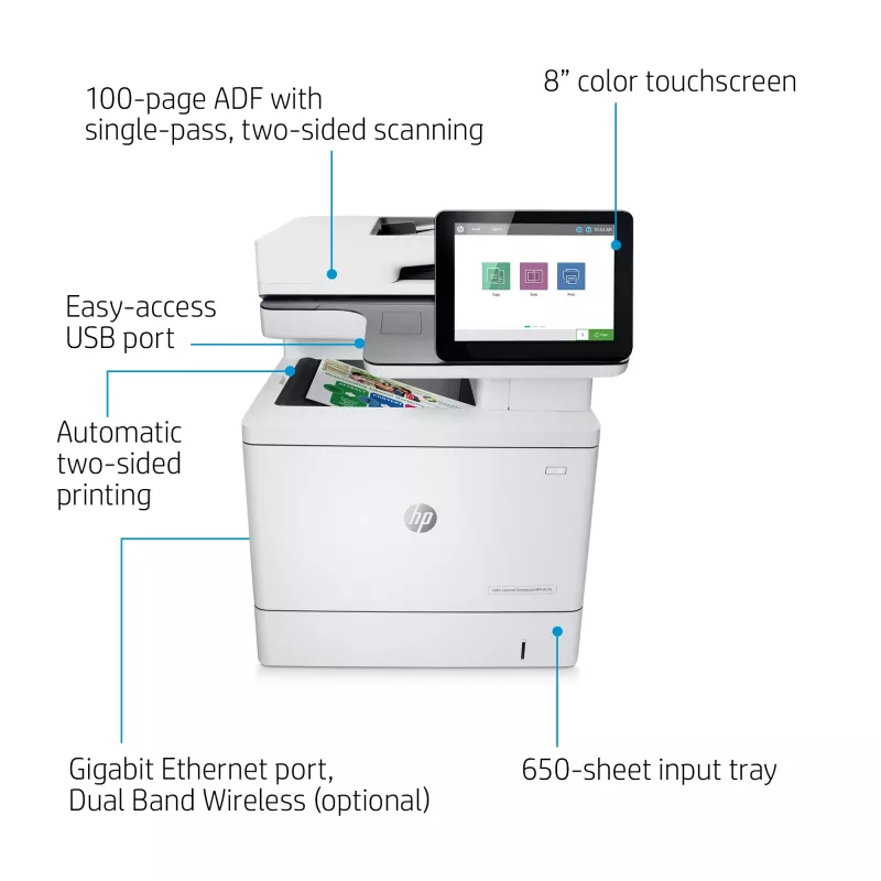 HP Color LaserJet Enterprise MFP M578dn, lazerinis, spalvotas spausdinimas, 1200 x 1200 DPI, A4, tiesioginis spausdinimas, balta