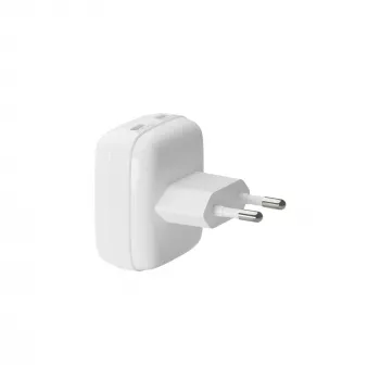 EU plokščias sieninis įkroviklis d bramante re-charge Pro — 2× USB-C 25 W, vidaus naudojimui, balta