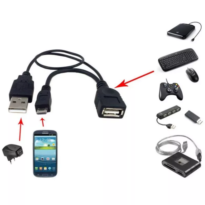 Techly USB 2.0 kabelis OTG A F Micro USB M su USB 30 cm juodas ICOC MUSB-MC2