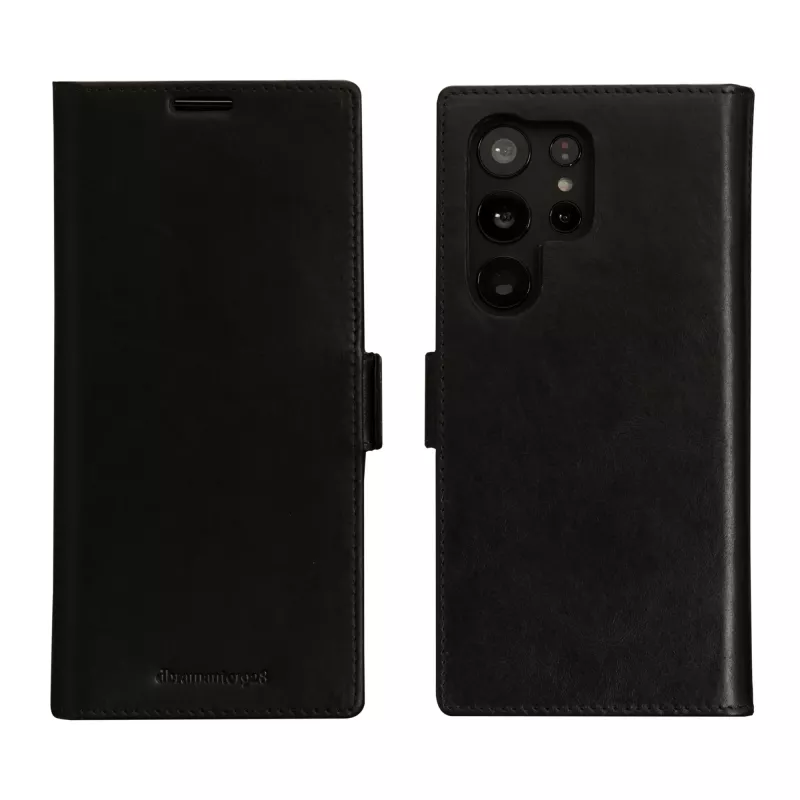 Dėklas telefonui su atvartu dbramante1928 Lynge, skirtas Samsung Galaxy S23 Ultra — juoda, 3 kortelių kišenės, tinka 6,8 colio ekranui