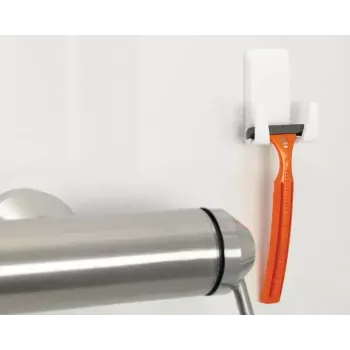 Skustuvų laikiklis Tesa Powerstrips Waterproof Wave, lipnus vonios laikiklis, vandeniui atsparus dizainas, baltas