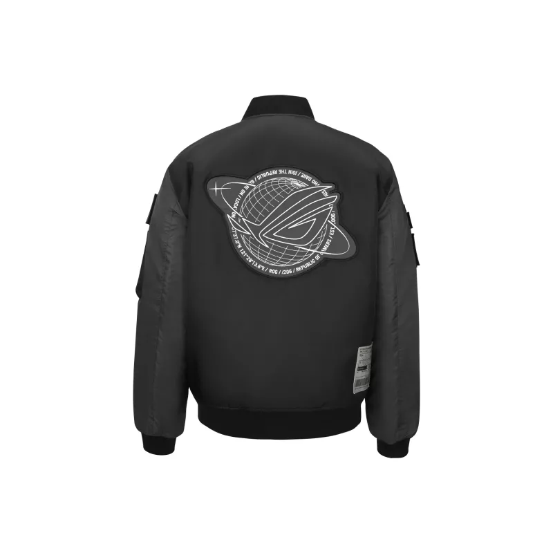 Bomber striukė ASUS ROG Cosmic Bomber vyriška, įprasto dydžio, ilgomis rankovėmis, juoda ir pilka