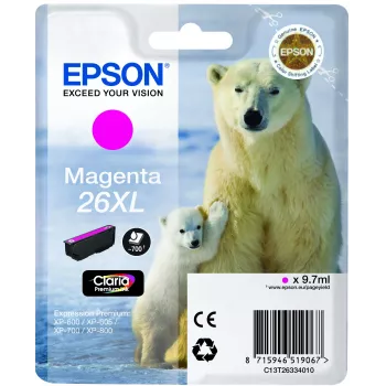 Epson Polar bear Singlepack Purpurinė 26XL Claria Premium Ink, didelės (XL) išeigos, Purpurinė, pigmentinis rašalas, 1 vnt.