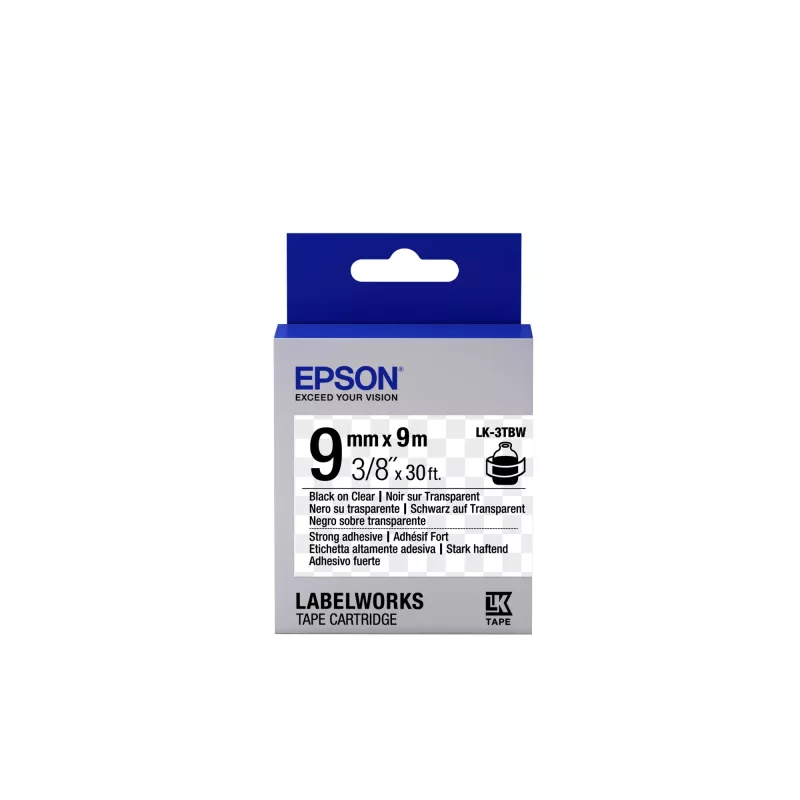 Epson Label Cartridge Strong Adhesive LK-3TBW Juoda/Clear 9mm (9m)