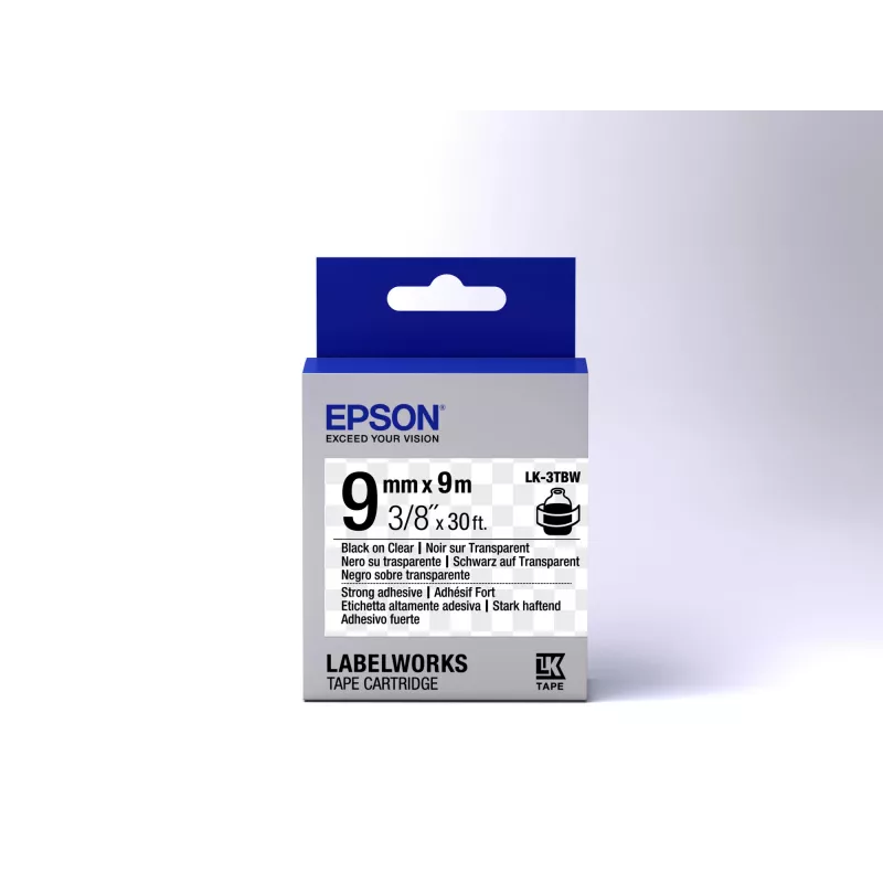 Epson Label Cartridge Strong Adhesive LK-3TBW Juoda/Clear 9mm (9m)