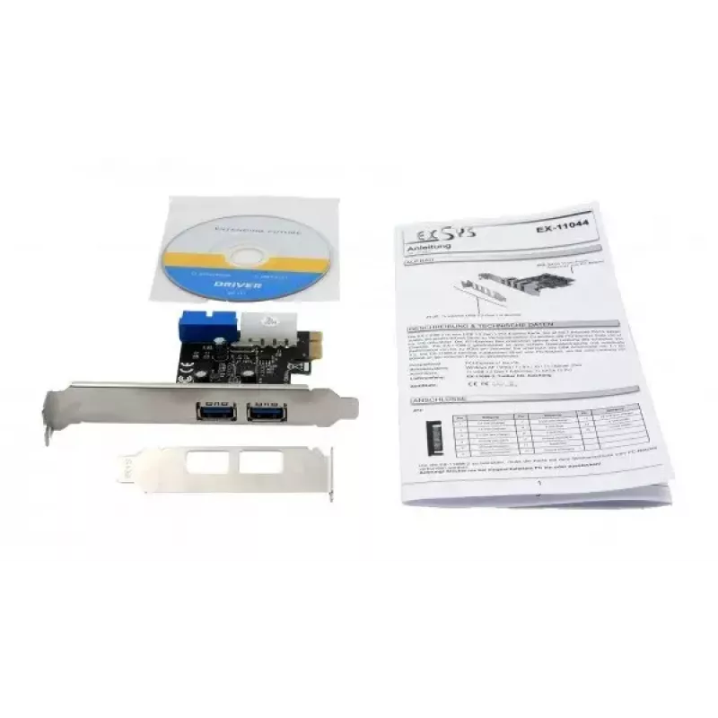 EXSYS EX-11049 vidinis USB 3.2 Gen 1 PCIe adapteris, juodas sidabrinis