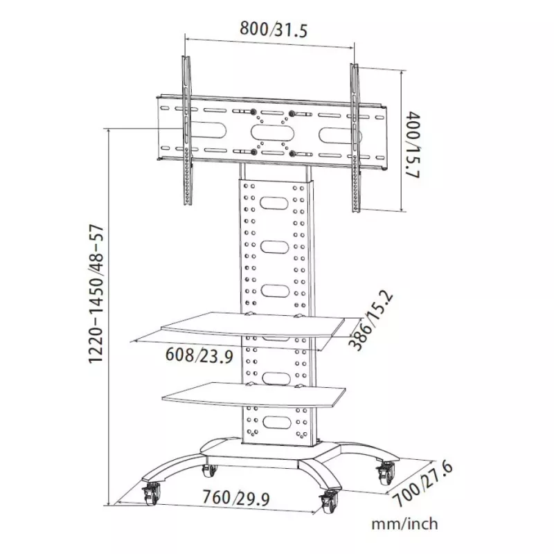 Techly ICA-TR8 reklaminio ekrano laikiklis 177,8 cm (70 colių) juodas
