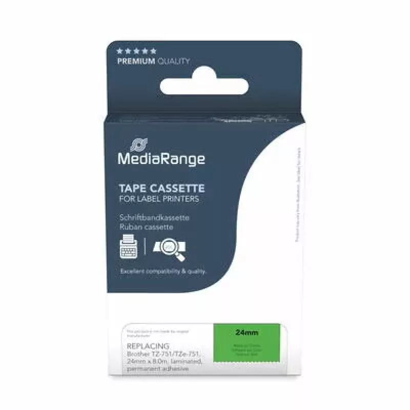 Spausdintuvo juostelė MediaRange MRBTZ751 Juoda 2.4 cm 8 m