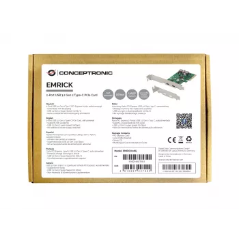 Conceptronic EMRICK 2 prievadų USB 3.2 Gen 2 Type-C PCIe plokštė, maitinama iš sistemos