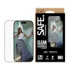 Apsauginė plėvelė PanzerGlass SAFE. by, skirta iPhone 17 Pro — itin plati PET plėvelė su juodu rėmeliu, sausas uždėjimas, atspari įbrėžimams ir smūgiams