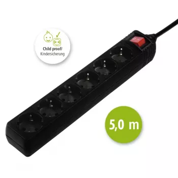 Hama 137266 maitinimo ilgintuvas 6 kintamosios srovės lizdai (-ų) Vidinis Juoda
