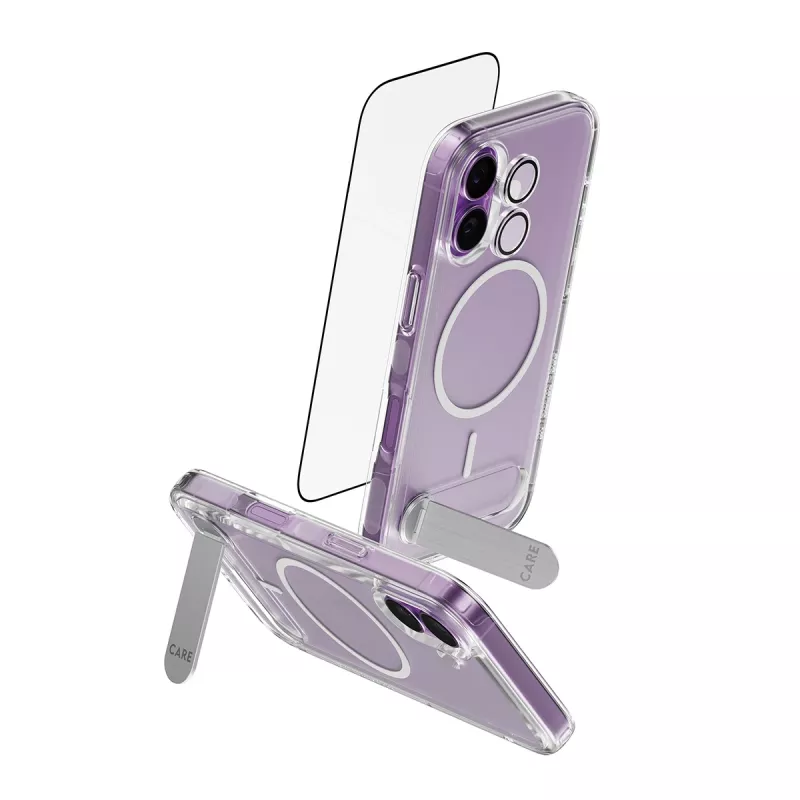Apsauginis dėklas PanzerGlass CARE Feature Kick 3w1, skirtas iPhone 17, su integruotu ekrano stiklu ir kameros objektyvo apsauga