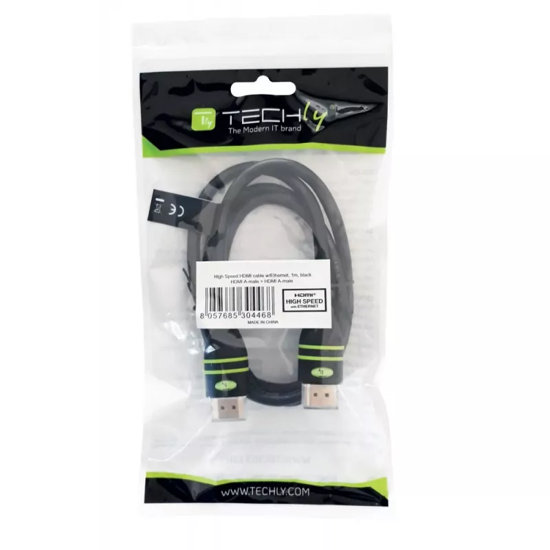 Techly 0,5 m didelės spartos HDMI laidas su eternetu A/A M/M juodas ICOC HDMI-4-005