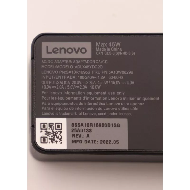 Lenovo 5A10W86299 maitinimo adapteris Vidinis 45 W Juoda