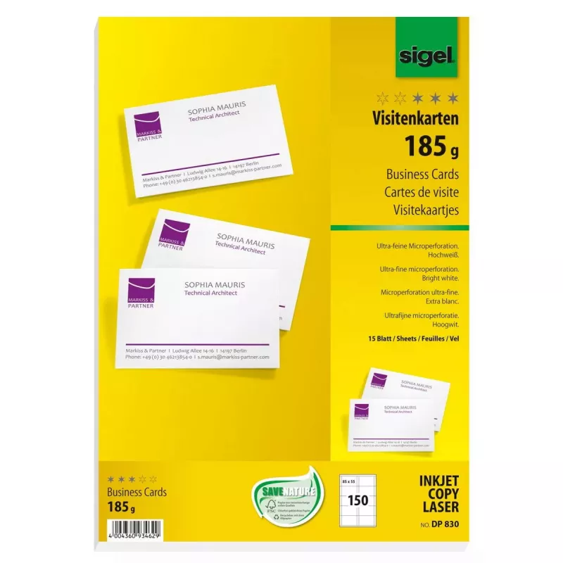 Vizitinės kortelės Sigel DP830