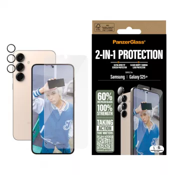 PanzerGlass 2-in-1 apsaugos rinkinys Samsung Galaxy S25+ atsparus įbrėžimams ir smūgiams