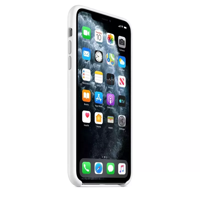 Silikoninis dėklas Apple iPhone 11 Pro Max — silikoninis, baltas, tinka 6,5 colio