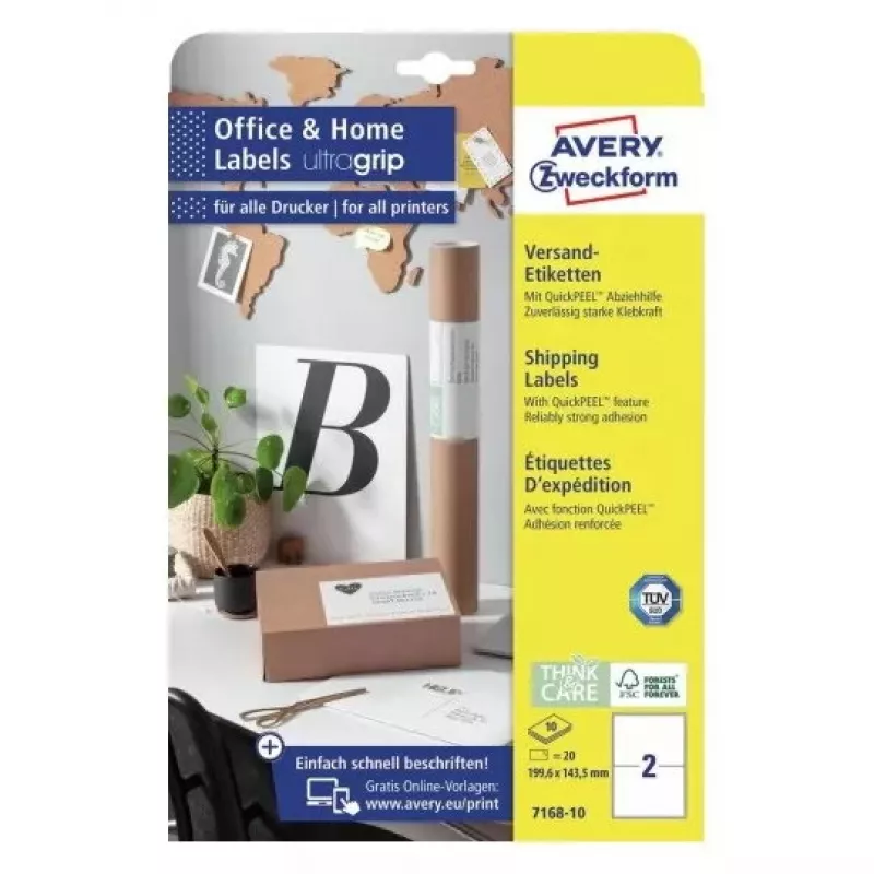 Lipnios etiketės stačiakampės Avery 7168-10