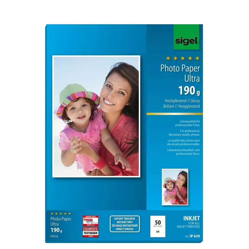 Spausdinimo popierius A4 Sigel IP639 blizgus 50 lapų balta