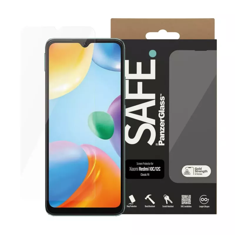 Ekrano apsauga PanzerGlass SAFE. by ® Xiaomi Redmi 10C atspari įbrėžimams ir smūgiams
