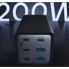 „Conceptronic“ 6 prievadų 200 W GaN USB PD įkroviklis su USB-C laidu, 4x USB-C, 2x USB-A, QC 3.0, PD 3.1, PPS
