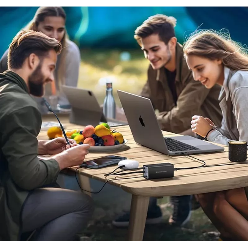 „Conceptronic“ 6 prievadų 200 W GaN USB PD įkroviklis su USB-C laidu, 4x USB-C, 2x USB-A, QC 3.0, PD 3.1, PPS