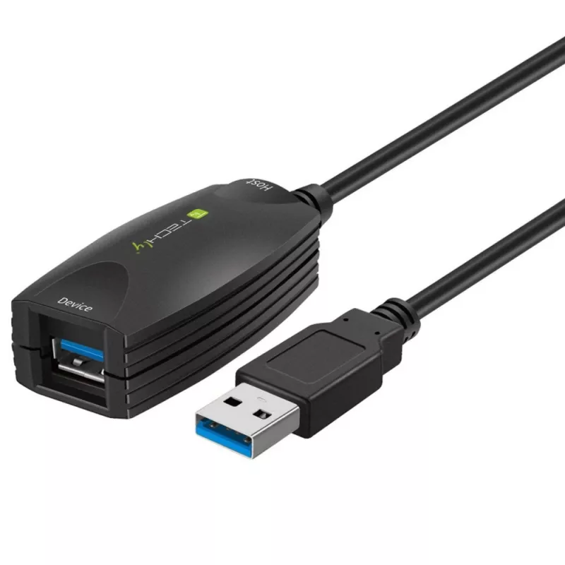 Techly SuperSpeed USB3.0 aktyvus ilginamasis laidas 5 m juodas ICUR3050