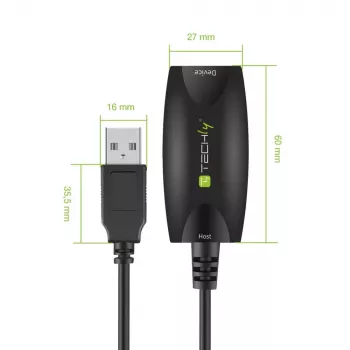Techly SuperSpeed USB3.0 aktyvus ilginamasis laidas 5 m juodas ICUR3050