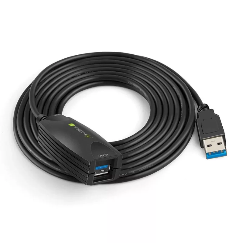 Techly SuperSpeed USB3.0 aktyvus ilginamasis laidas 5 m juodas ICUR3050
