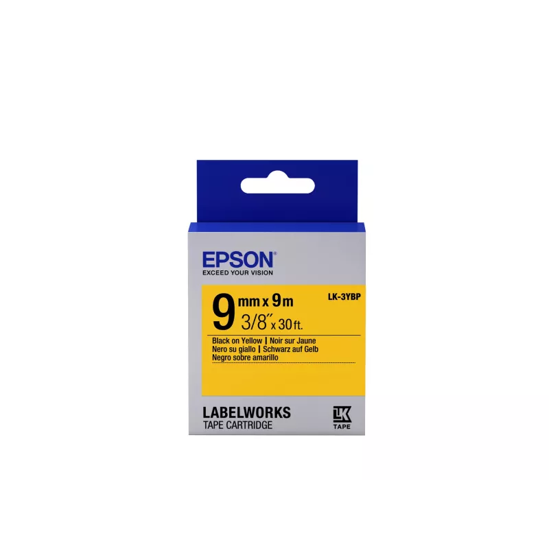 Epson Label Cartridge Pastel LK-3YBP Juoda/Geltona 9mm (9m)