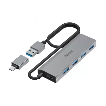 Hama 00200138 sąsajos šakotuvas USB 3.2 Gen 1 (3.1 Gen 1) Type-A + Type-C 5000 Mbit/s antracito, pilka