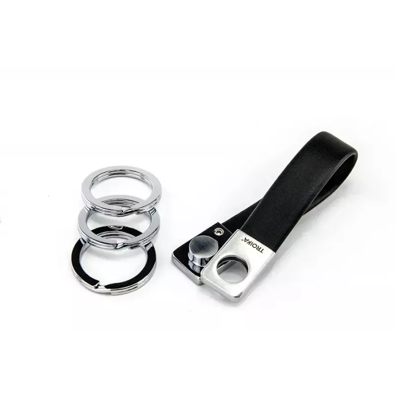 Raktų pakabukas TROIKA TWISTER Juodas Sidabrinis Oda Metalas 16mm 9mm