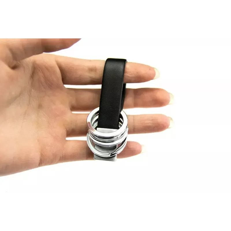 Raktų pakabukas TROIKA TWISTER Juodas Sidabrinis Oda Metalas 16mm 9mm