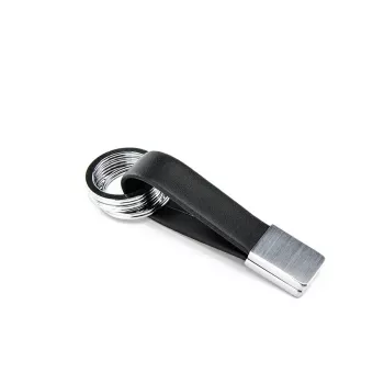 Raktų pakabukas TROIKA TWISTER Juodas Sidabrinis Oda Metalas 16mm 9mm