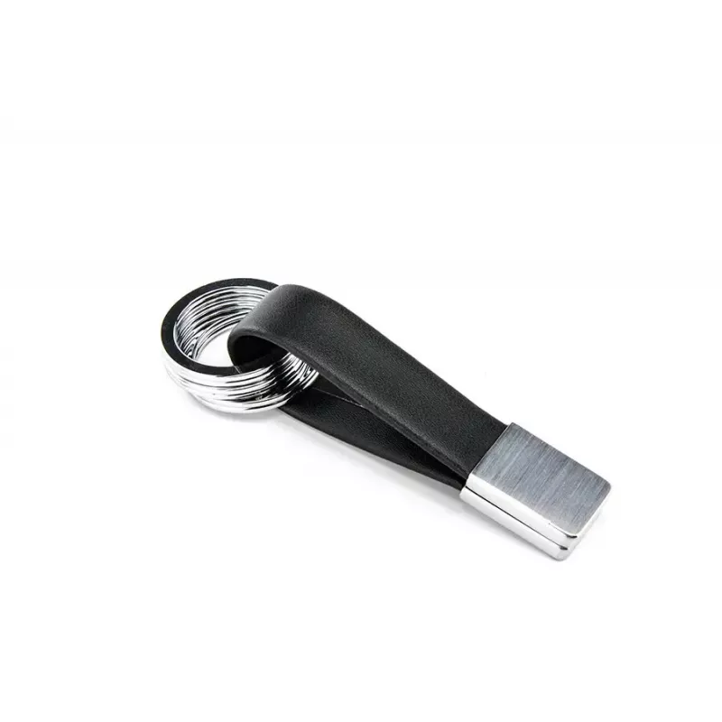 Raktų pakabukas TROIKA TWISTER Juodas Sidabrinis Oda Metalas 16mm 9mm