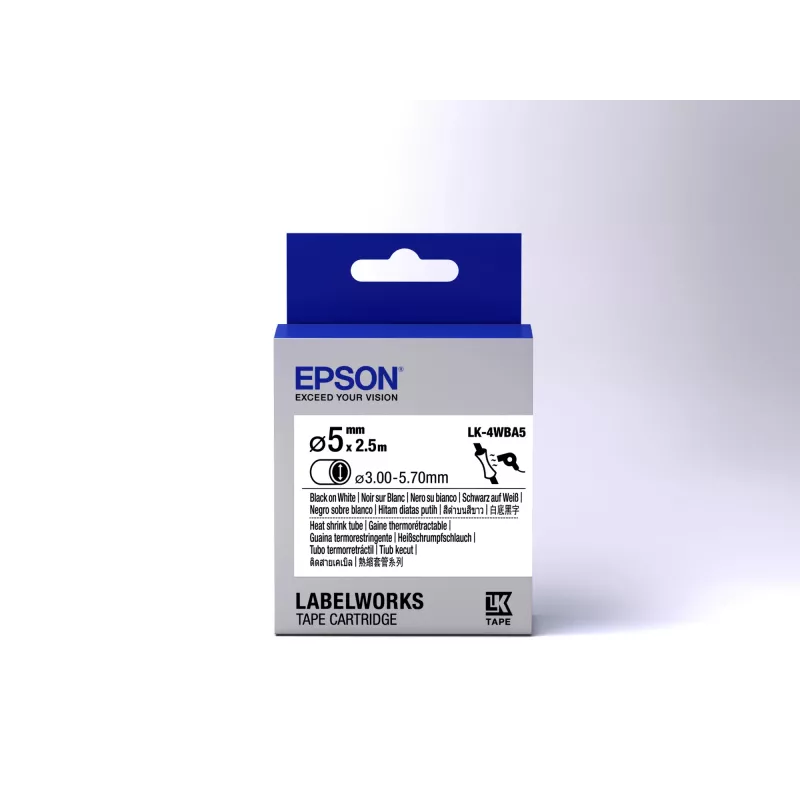 Epson Label Cartridge Heat Shrink Tube (HST) LK-4WBA5 Juoda/White D5mm (2.5m)