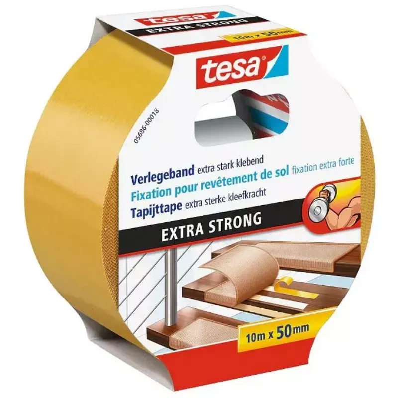 Tesa juosta 5686 — polipropileno (PP) tvirtinimo juosta, 10 m × 50 mm × 0,24 mm, balta