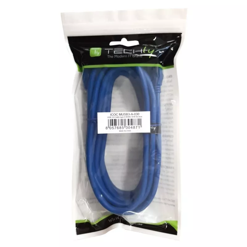 Techly USB 3.0 Superspeed laidas A / Micro B 2 m mėlynas ICOC MUSB3-A-020