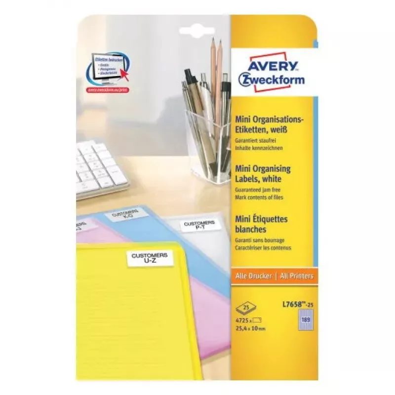 Lipnios etiketės spausdintuvui Avery L7658-25