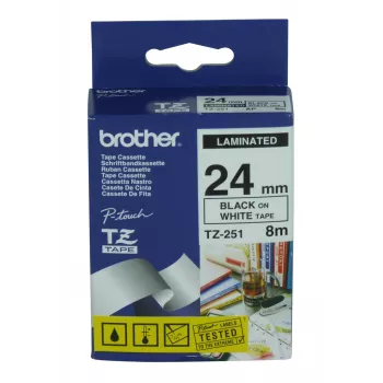 Etikečių gamybos juosta Brother TZ-251 Juoda 8 m 2,4 cm