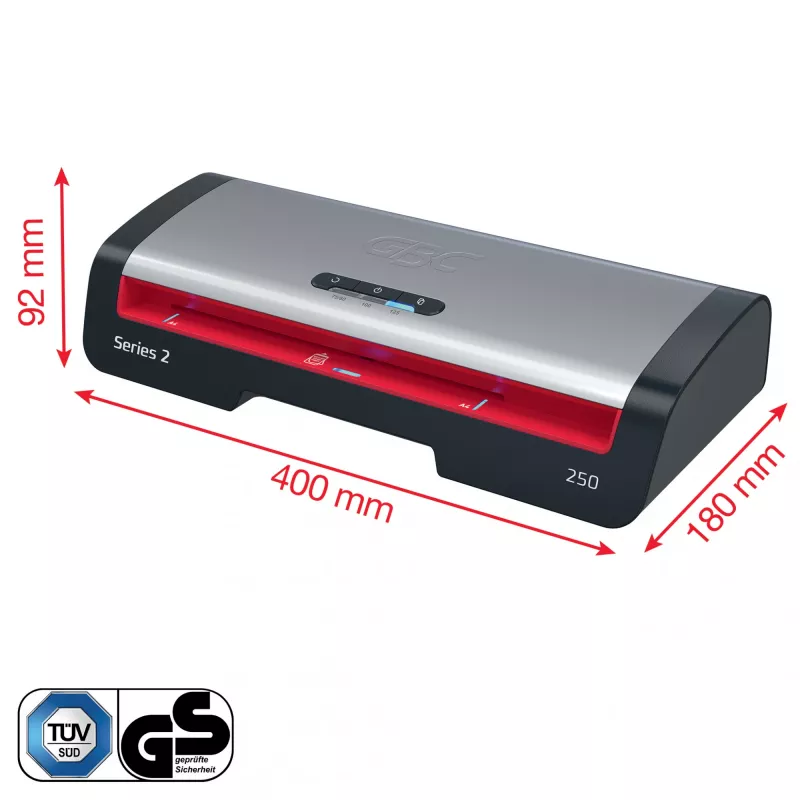GBC 250 Office A4 Laminatorius, 24 cm, Karštasis laminatorius, 500 mm/min, 0,5 mm, A4, 100 µm
