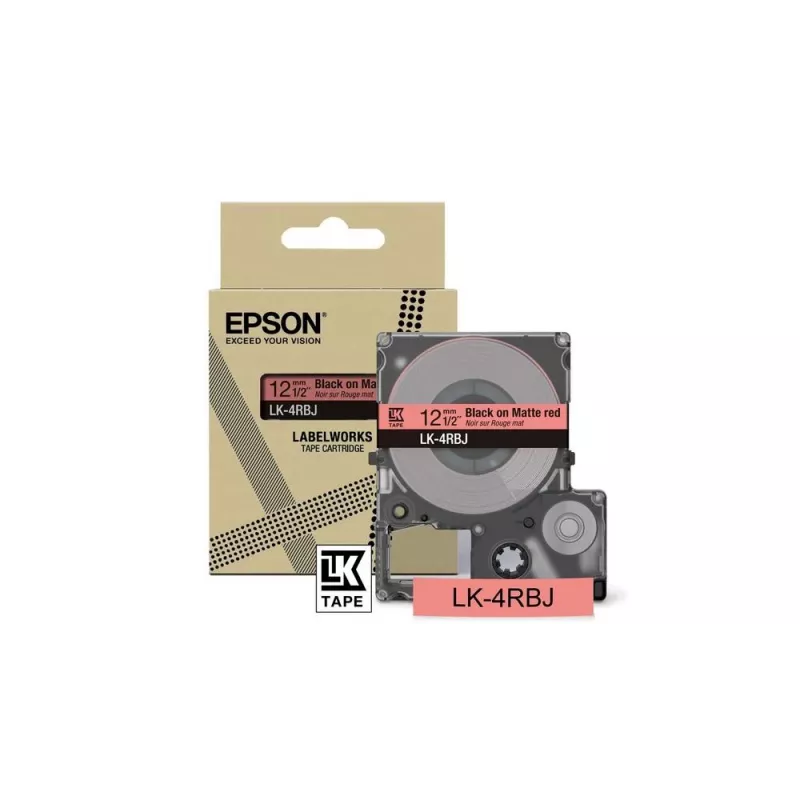 Etikečių juosta Epson LK-4RBJ juoda raudona termotransferinė 1,2 cm