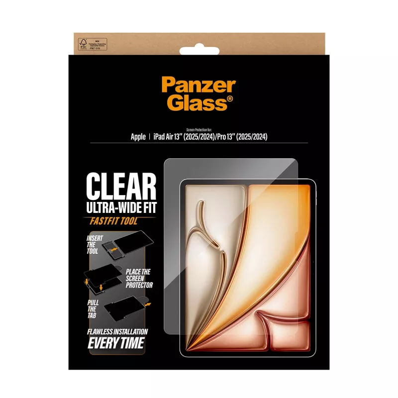 PanzerGlass ® Ekrano apsauga iPad Air 13 colių (2024-2026) | Pro 13 colių (2024-2025) | Itin platus pritaikymas su Fastfit įrankiu