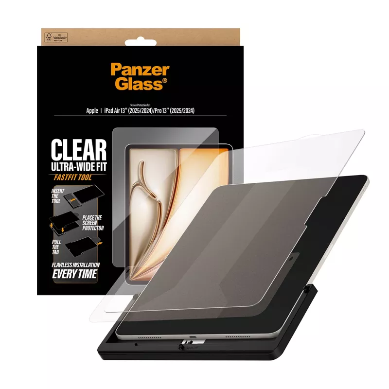 PanzerGlass ® Ekrano apsauga iPad Air 13 colių (2024-2026) | Pro 13 colių (2024-2025) | Itin platus pritaikymas su Fastfit įrankiu