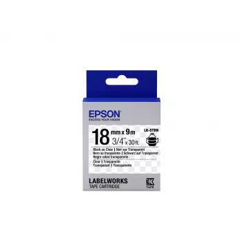 Epson etikečių kasetė, permatoma LK-5TBN juoda / permatoma 18 mm (9 m)