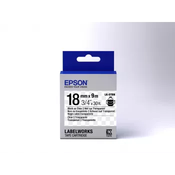 Epson etikečių kasetė, permatoma LK-5TBN juoda / permatoma 18 mm (9 m)