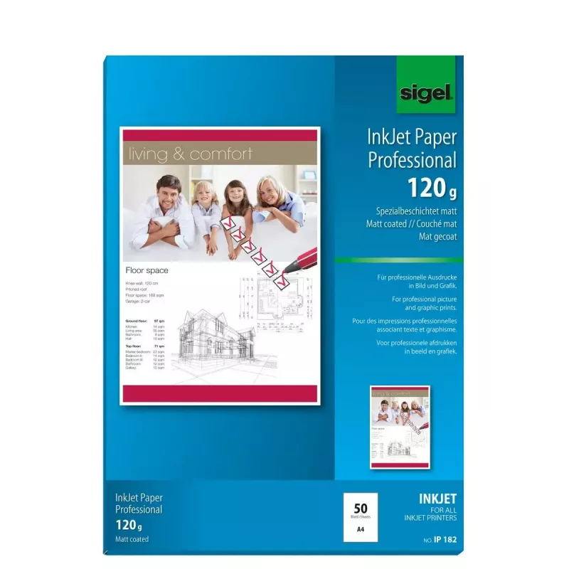 Spausdinimo popierius A4 Sigel IP182 matinis 50 lapų baltas